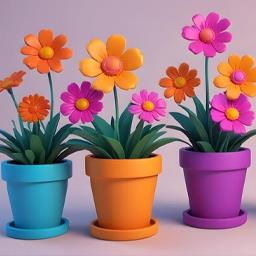 Flowers & Plastic Pots